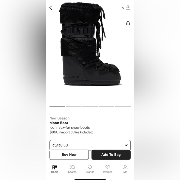 MOON BOOT Classic Faux Fur Boot in Black - SIZE 35-38 (S/M) BRAND NEW IN BOX 😊 - Picture 6 of 6